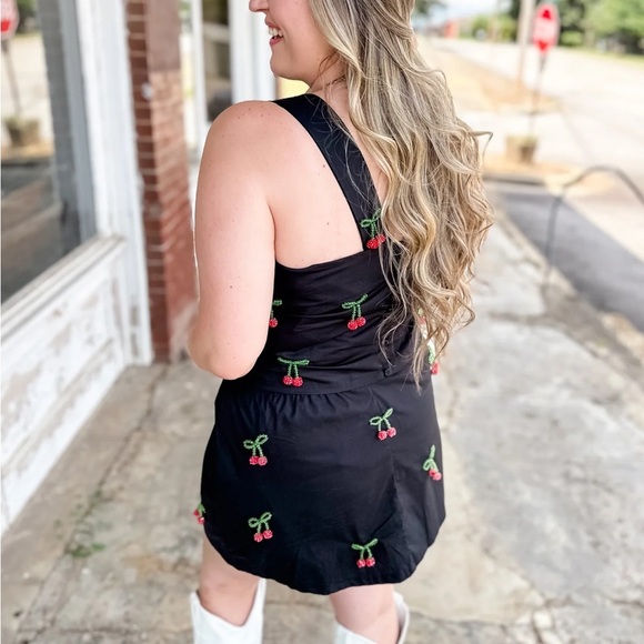 NWT SET Queen of Sparkles - Black Beaded Cherry Cotton and skort set - Small - Picture 9 of 9